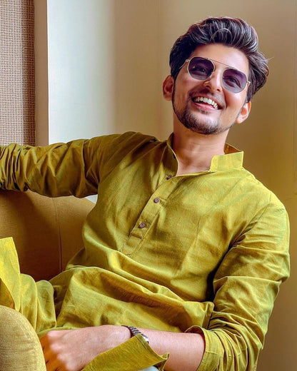 Darshan Raval Cotton Haldi Kurta For Men