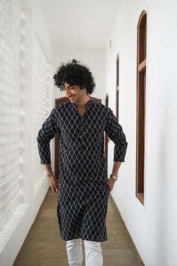 Black Printed Long Kurta