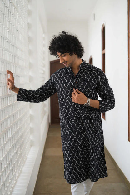 Black Printed Long Kurta