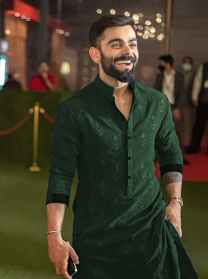 Fashionable Embroidered Green Kurta