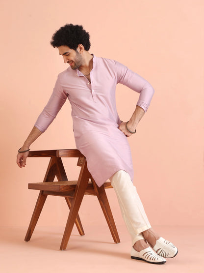 Men Pink Regular Fit Kurta