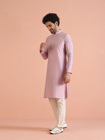 Men Pink Regular Fit Kurta