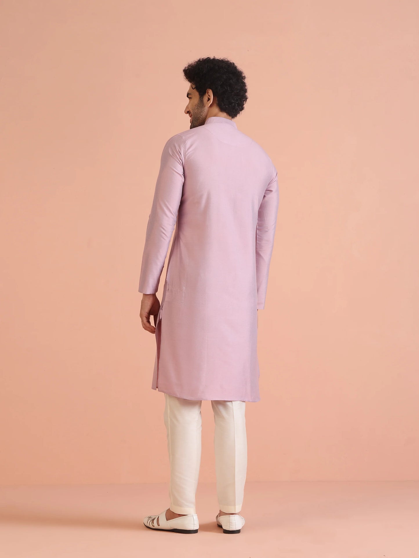 Men Pink Regular Fit Kurta