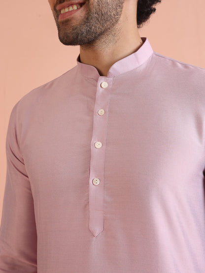 Men Pink Regular Fit Kurta