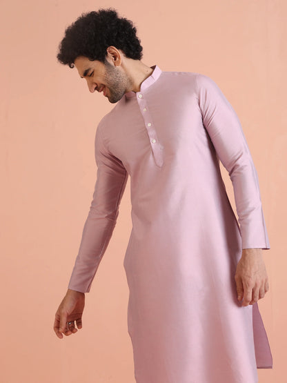 Men Pink Regular Fit Kurta