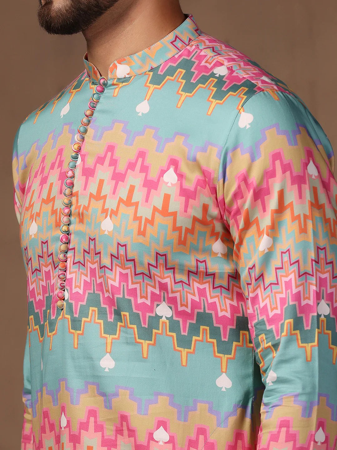 Men Multi Color Haldi Kurta