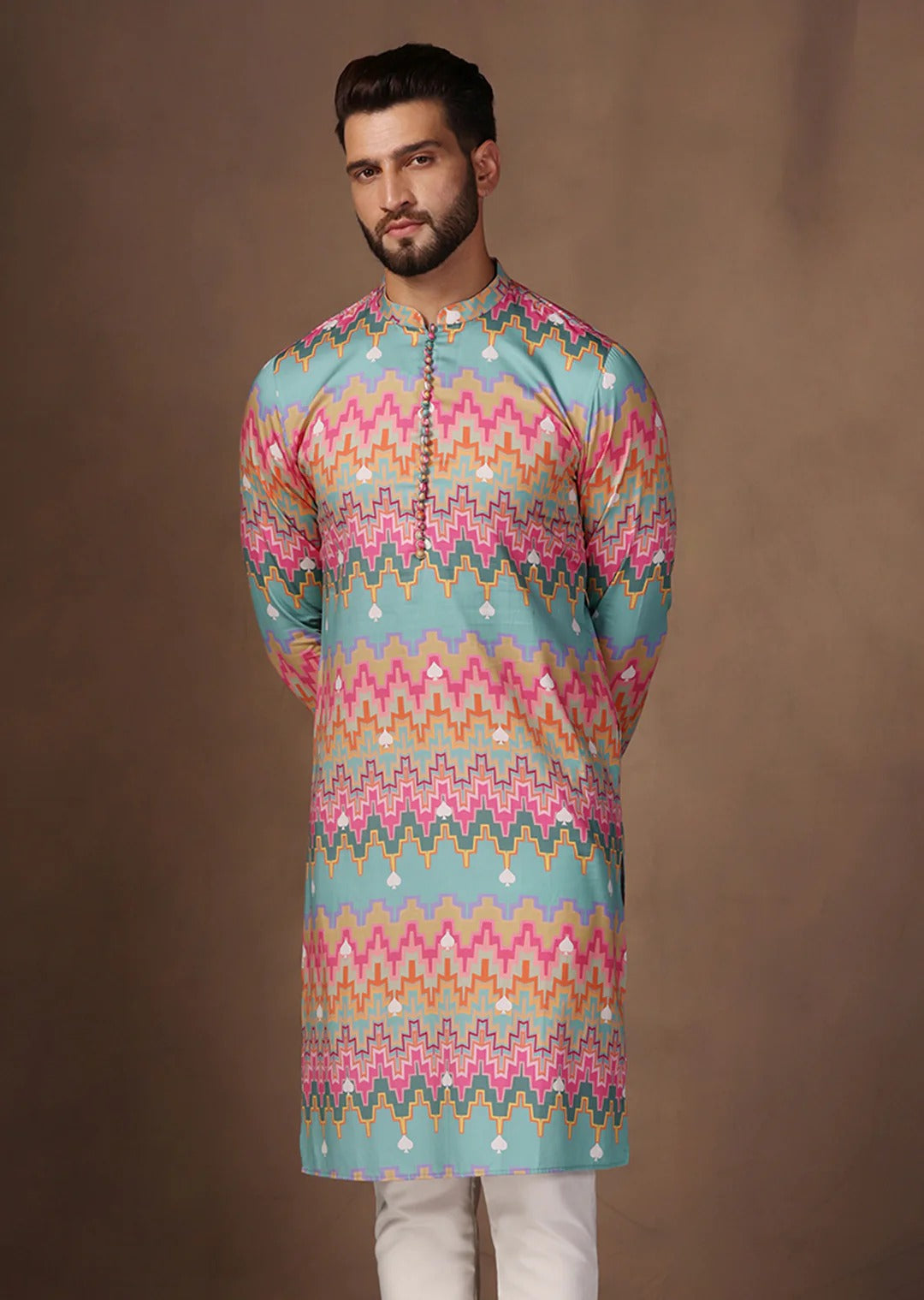 Men Multi Color Haldi Kurta